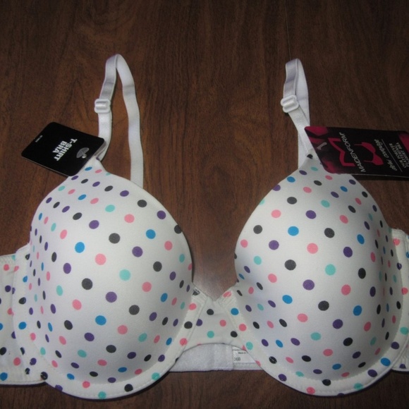 Maidenform Other - Maidenform 34C White Polka Dot T-Shirt Demi Bra